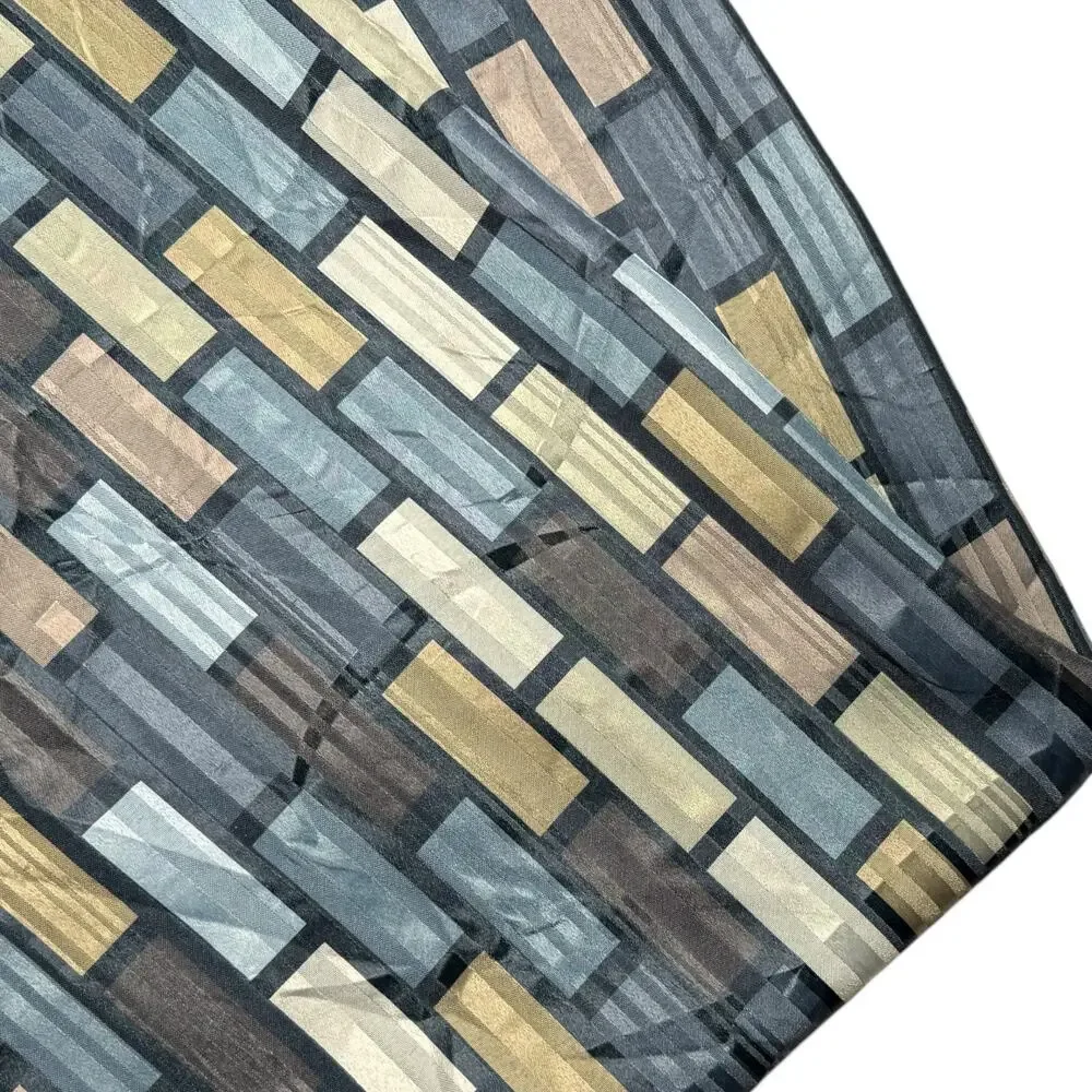 Single Geometric Print Curtain Panel 84 Long Green Blue Brown Grommets Heavy